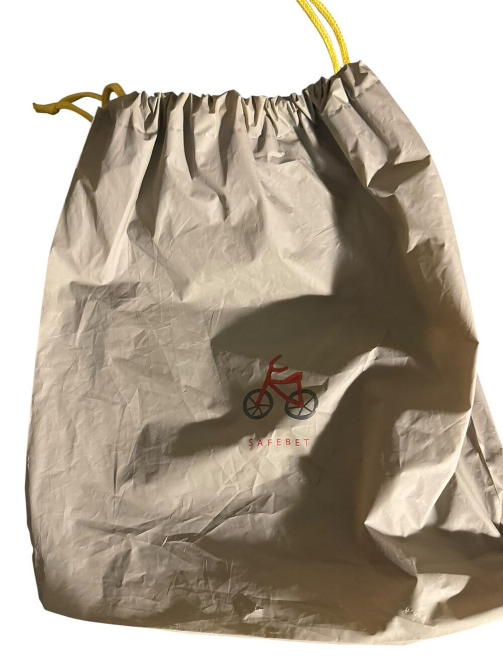 Grey Safebet Storage Carrying Shopping Grocey Gym Yellow Drawstring Bag